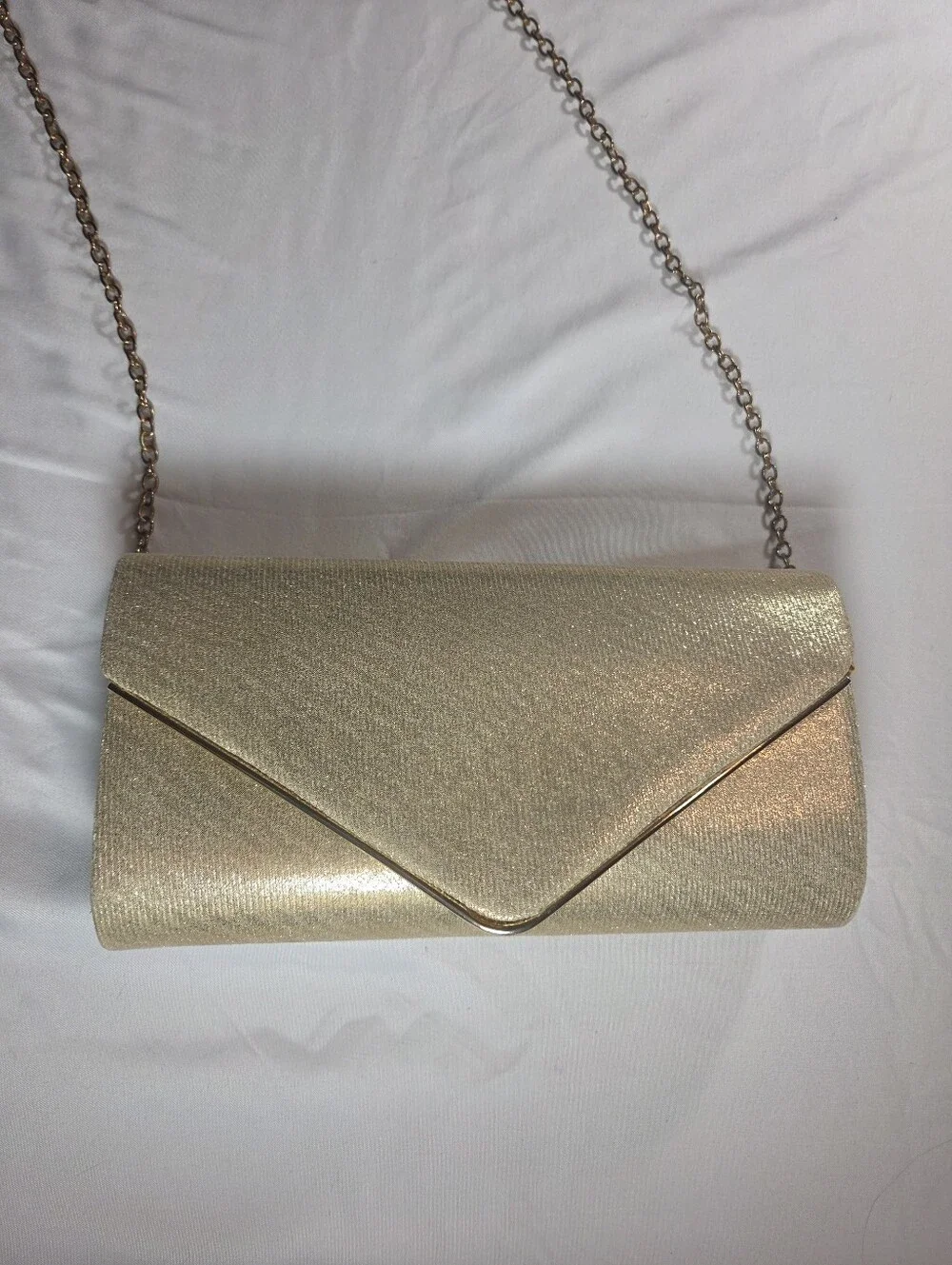 Gold Evening Clutch with Chain Strap